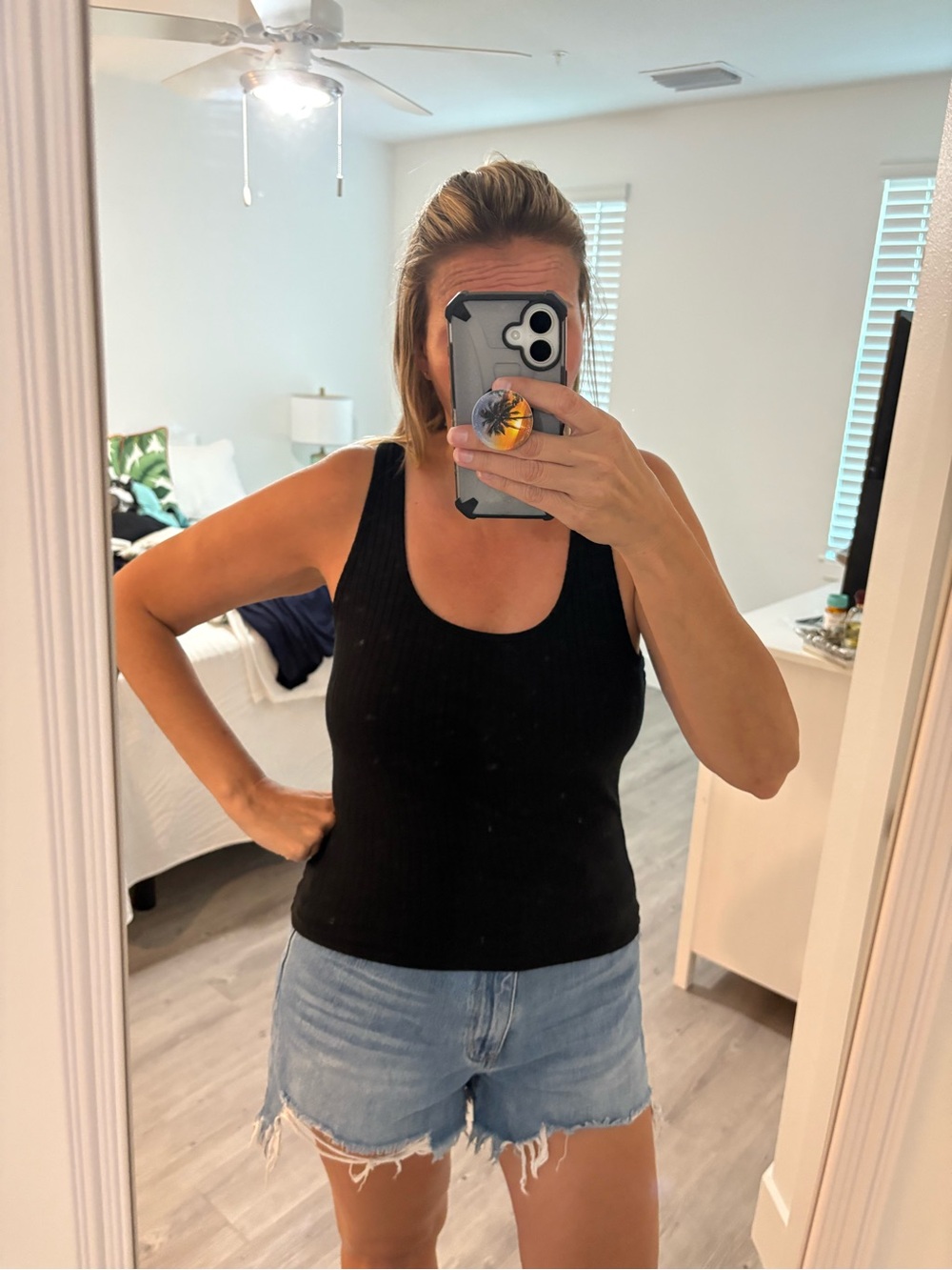 Classic Black Ribbed Scoop Neck Tank Top